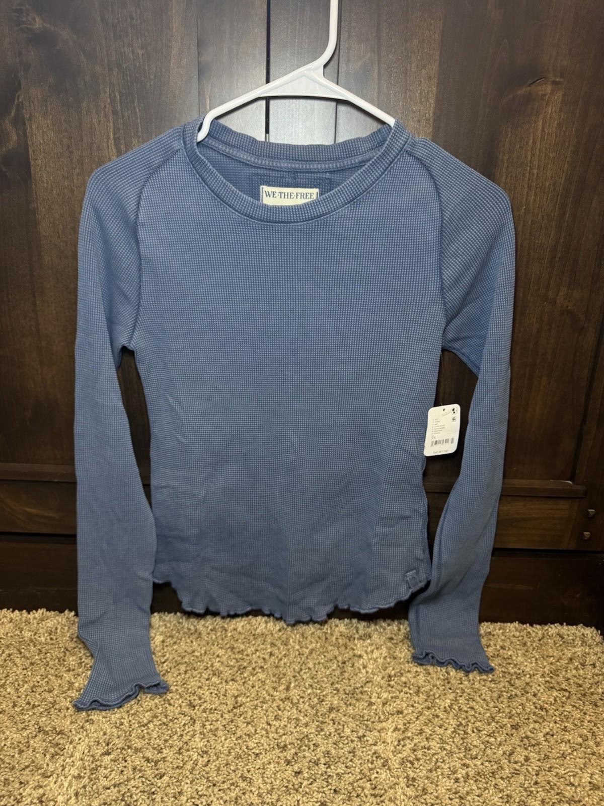 NEW Free People Easy Does It Tee Long Sleeve XS Dark Denim NWT