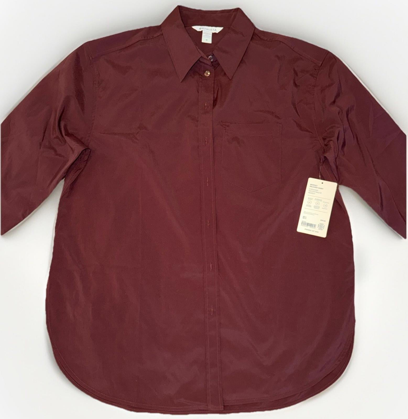 Athleta Medium Midday Relaxed Shirt Garnet NEW! #414480