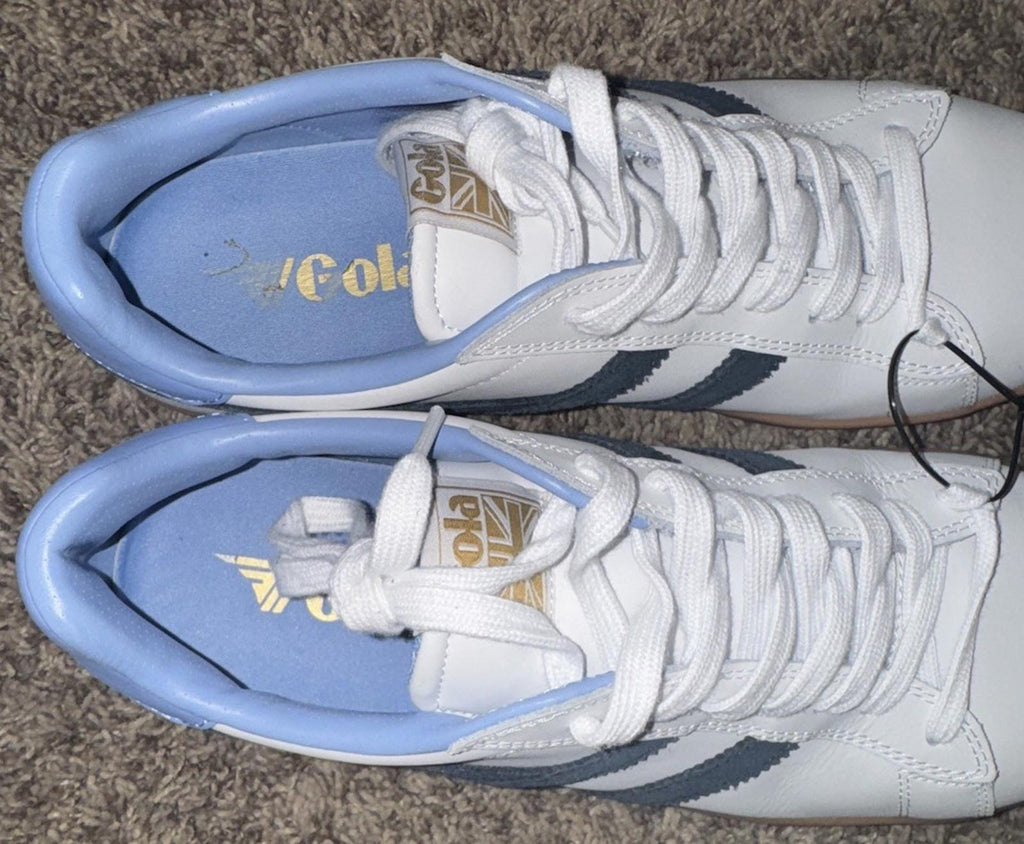 GOLA MEN’S LEATHER SUEDE SNEAKERS White/Blue/Gum US 11 EUR 44 -NEW-