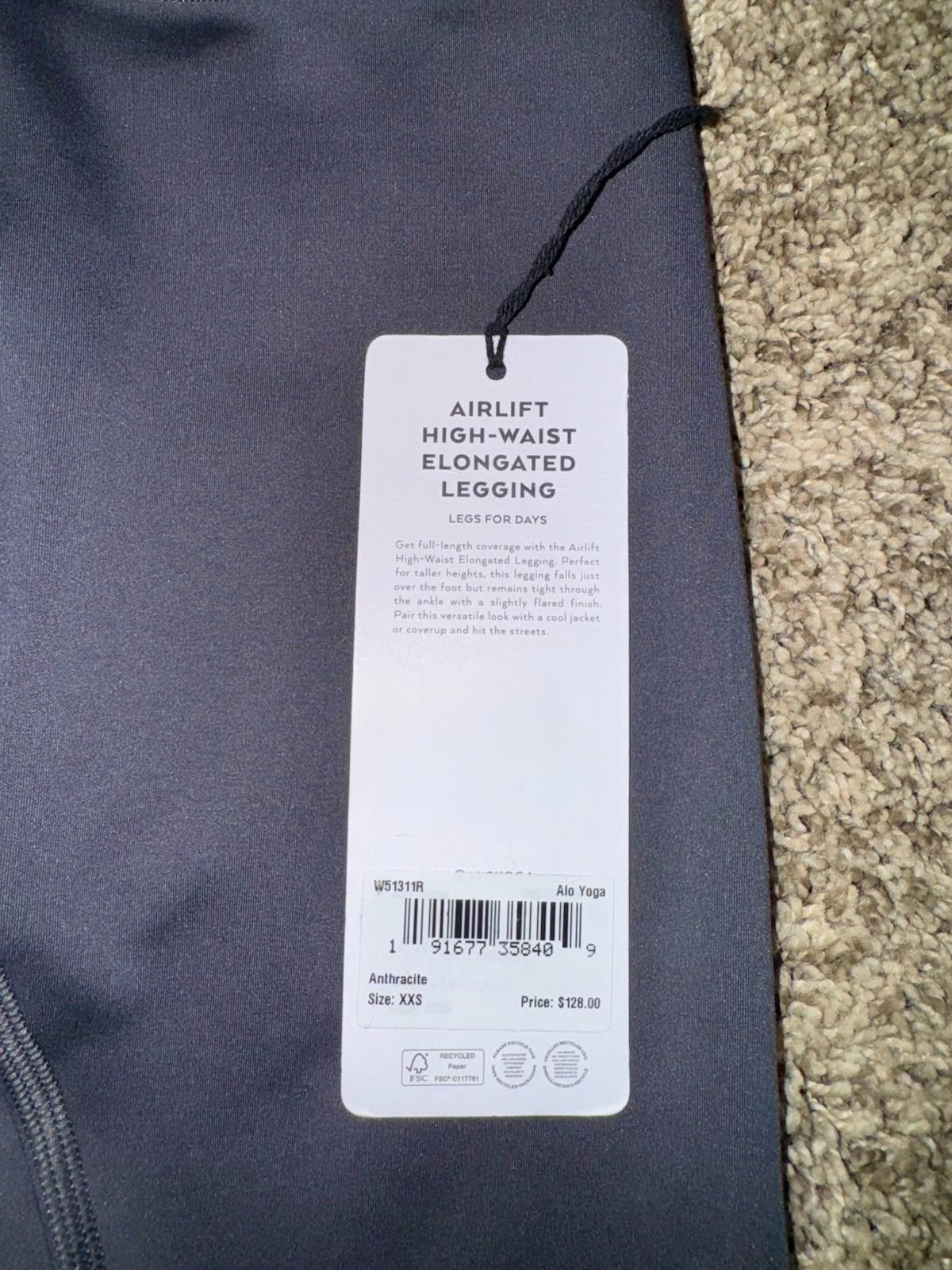 Alo Pants Anthracite Gray Size XXS Airlift High-Waist Elongated Flared-Fit NEW