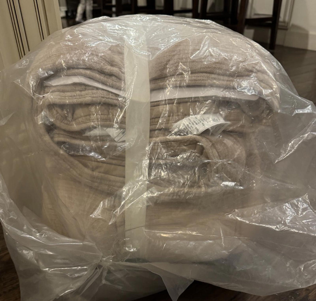 West Elm Chenille Linear Comforter. Taupe. King NEW