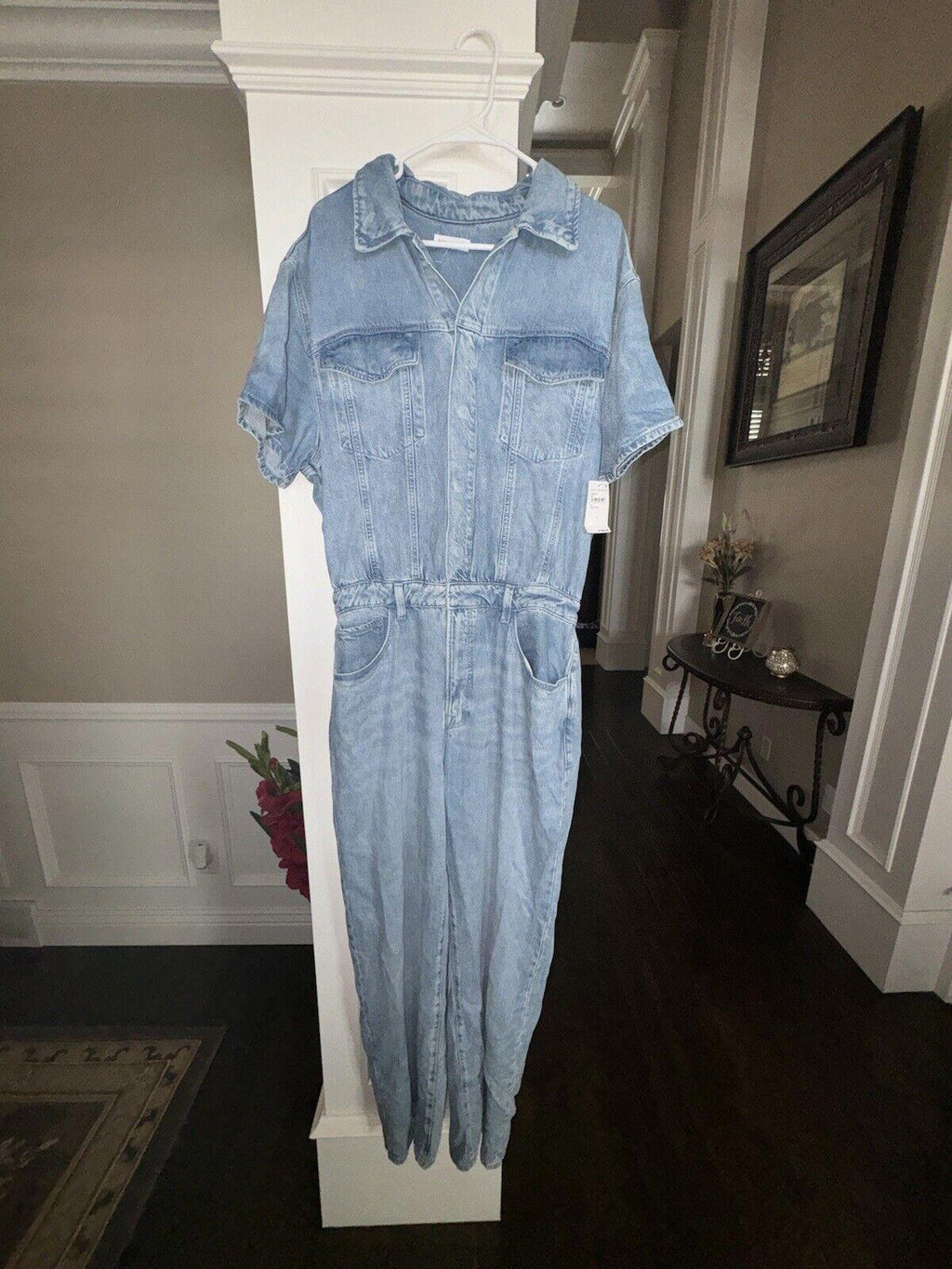 Good American Women's Denim Zipper Jumpsuit Size 5/2XL NWT