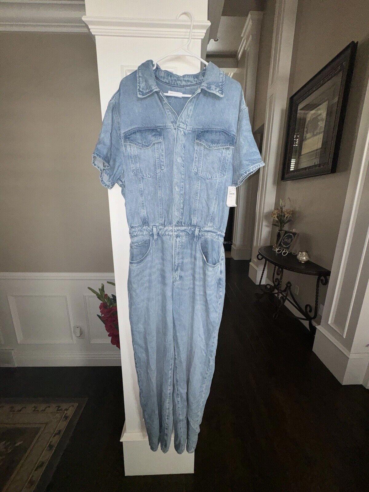 Good American Women's Denim Zipper Jumpsuit Size 5/2XL NWT