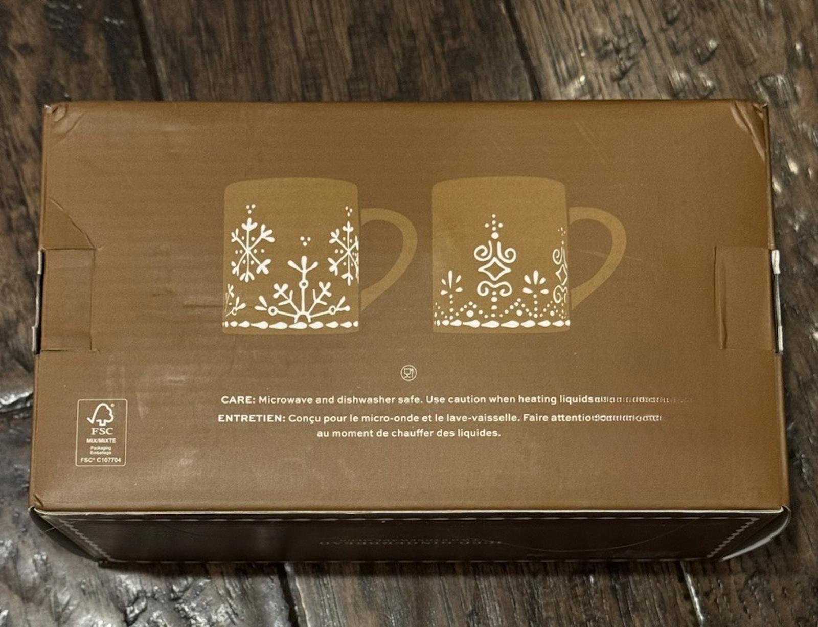 2 Pottery Barn Iced Gingerbread Stoneware Mugs - Both Snowflake Pattern New Box