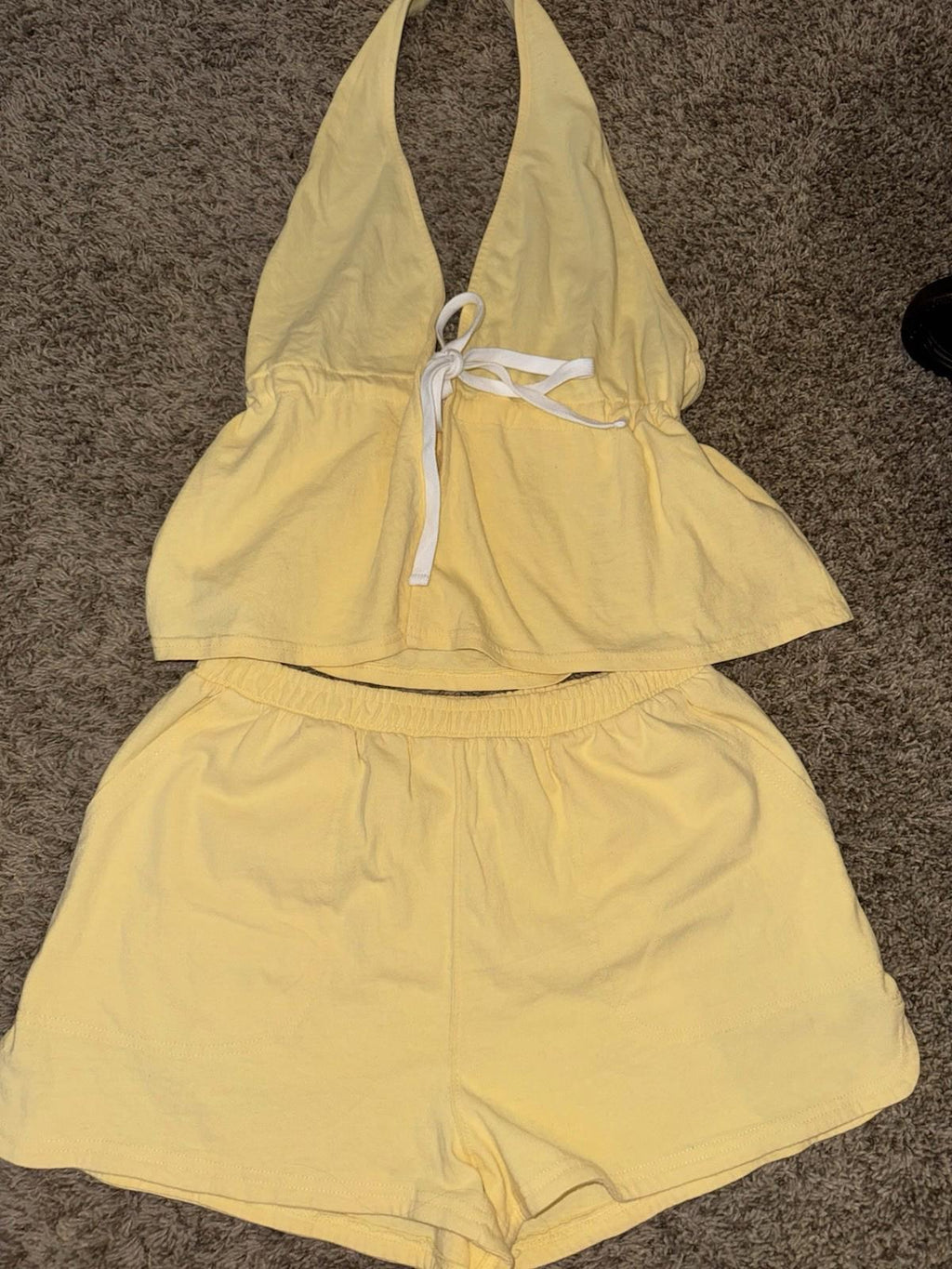 New Free People Free-est Allegra Set  YELLOW banana cream Vacay Sz Small