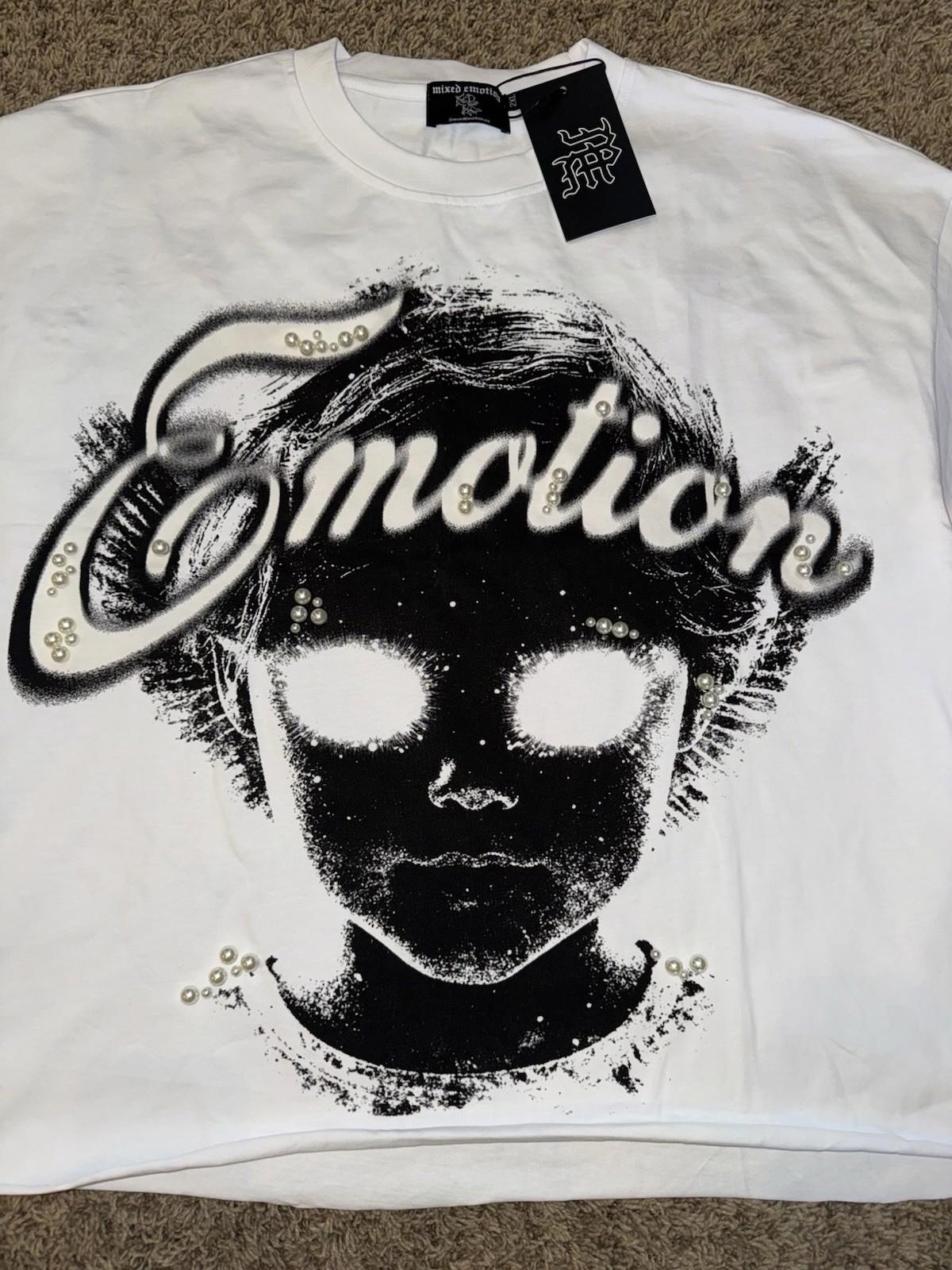 NEW Mixed Emotion White PEARL Cropped Tee Mens Streetwear High-Quality XXL