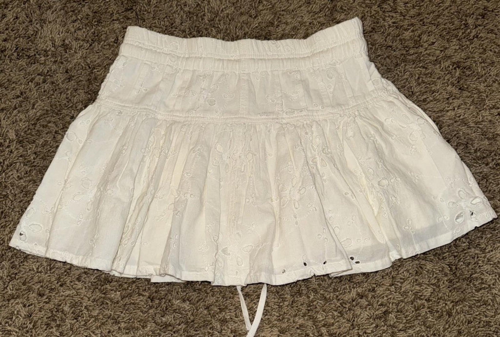 Free People Roselle Eyelet Mini Skirt in Ivory Size XS NWT