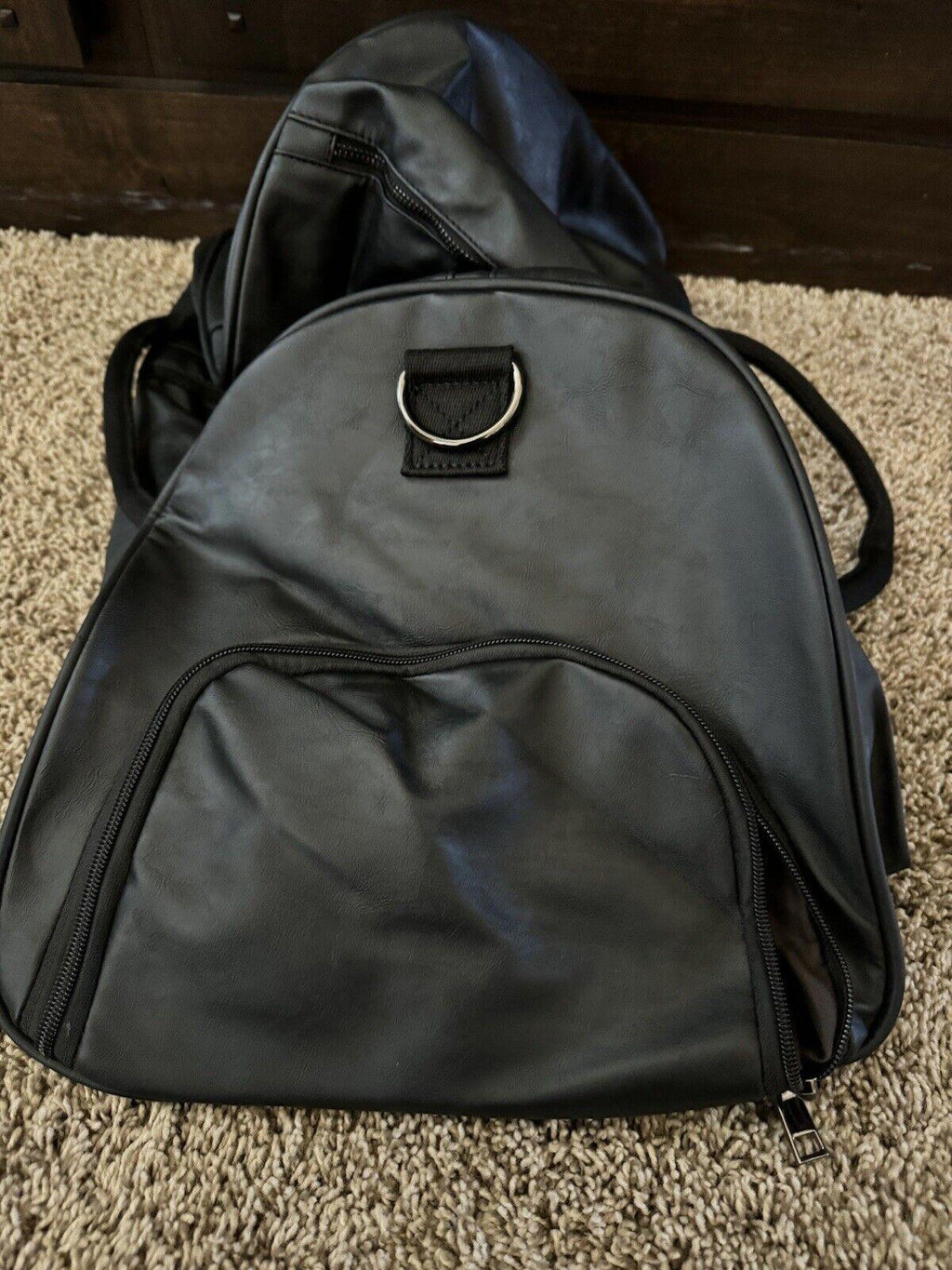 Weekender Oversized Travel Duffel Bag w Shoe Pouch Leather
