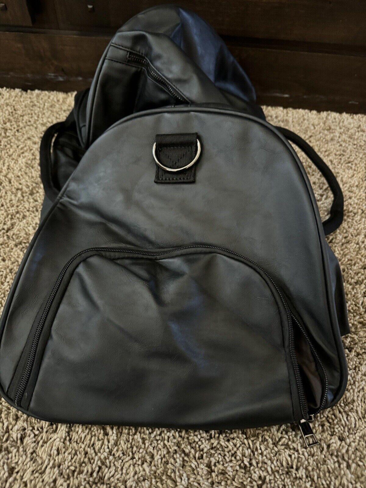 Weekender Oversized Travel Duffel Bag w Shoe Pouch Leather