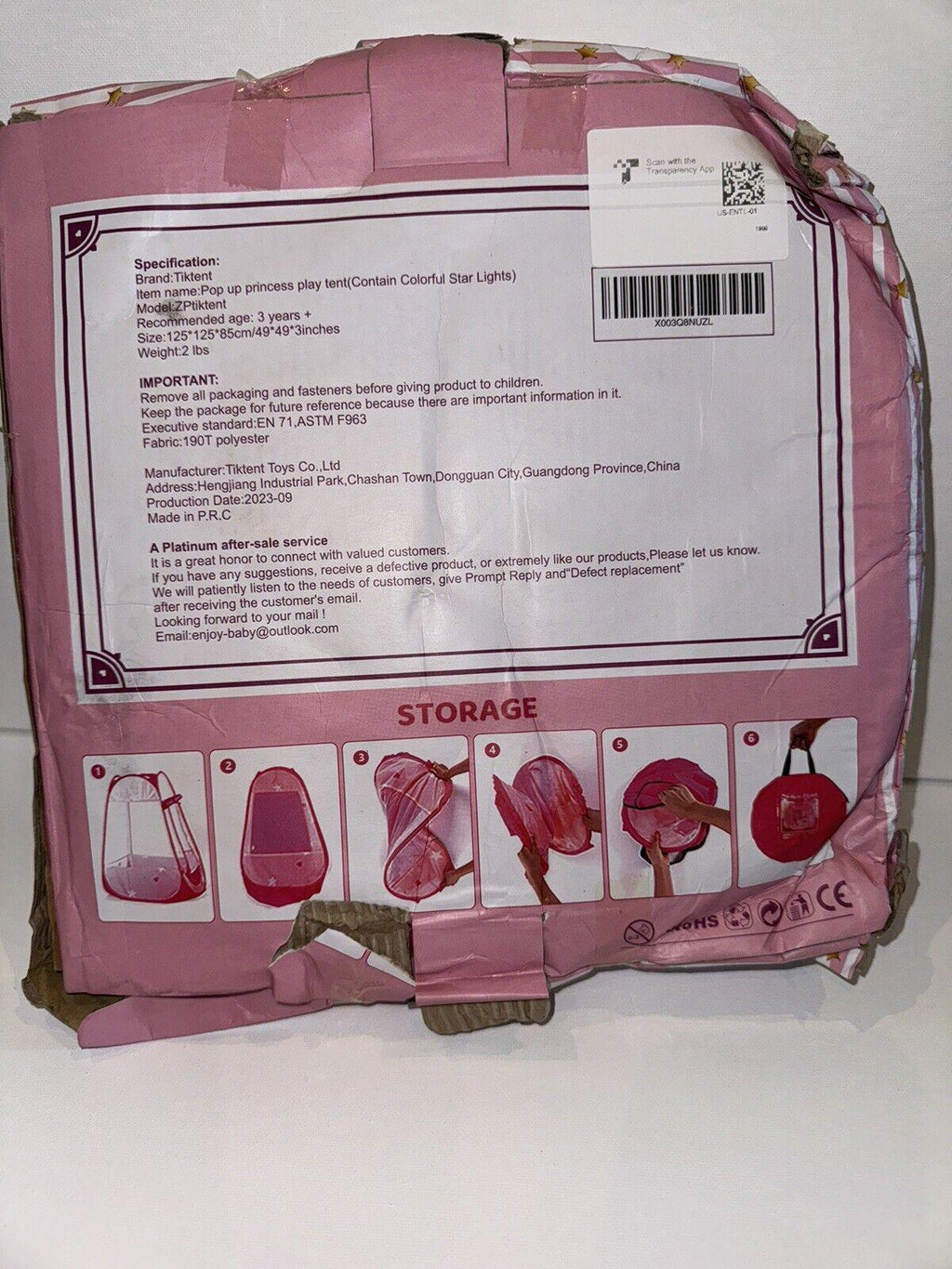 Pop Up Princess Tent with Colorful Star Lights Toys for 1 2 3 Year Old Girl New!