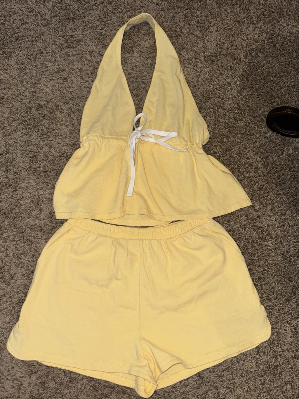New Free People Free-est Allegra Set  YELLOW banana cream Vacay Sz Small