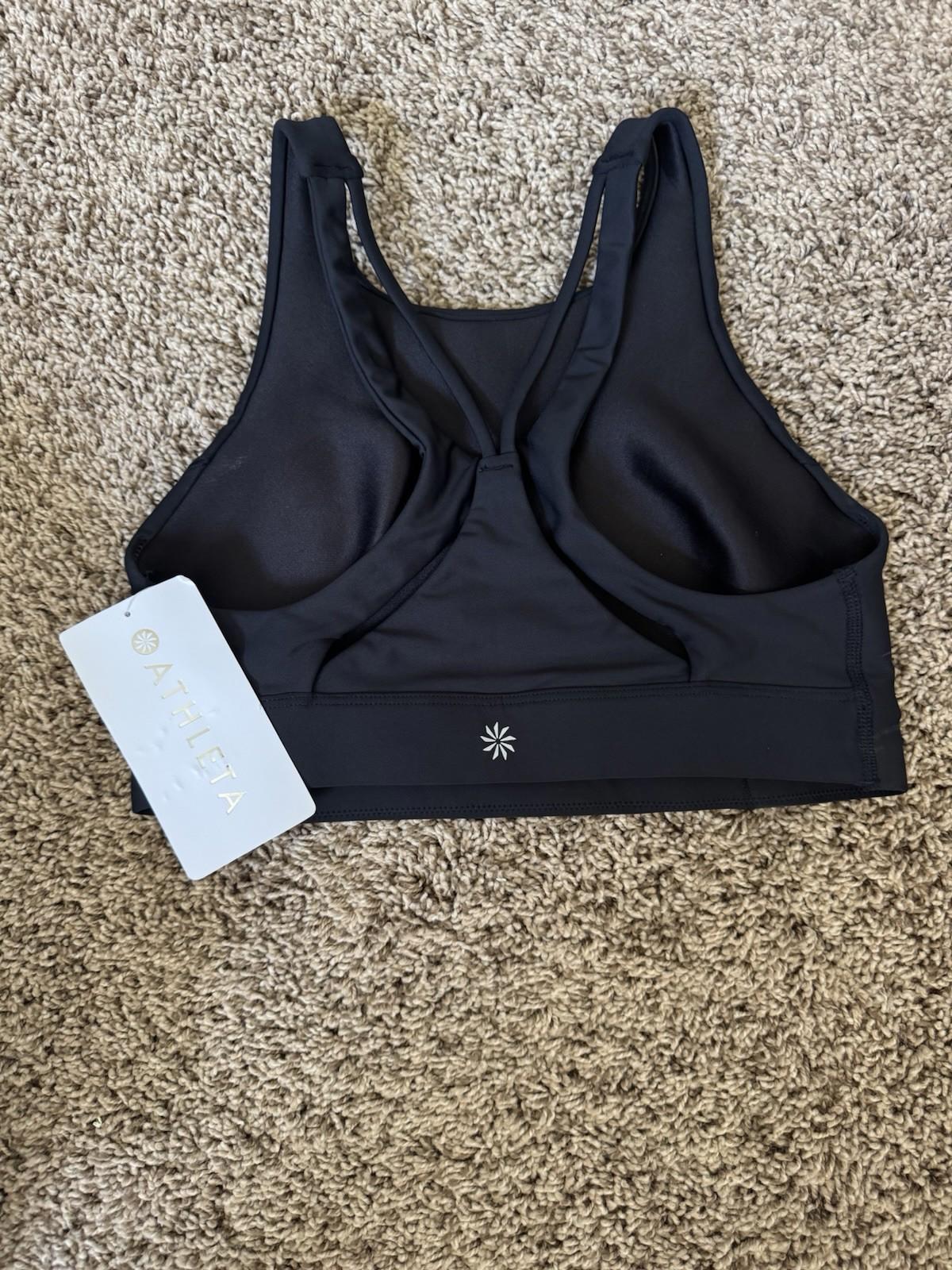 Athleta S Small Flex Spacer Bra A-C , Black Sports Bra Cardio Workout NWT