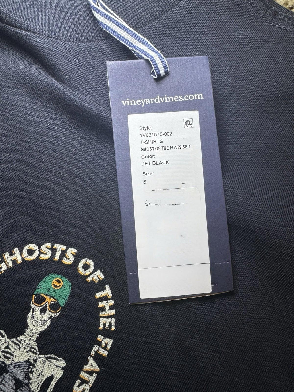 Vineyard Vines Men's Ghost of the Flats Skeleton Pocket Black S/S XL T-Shirt
