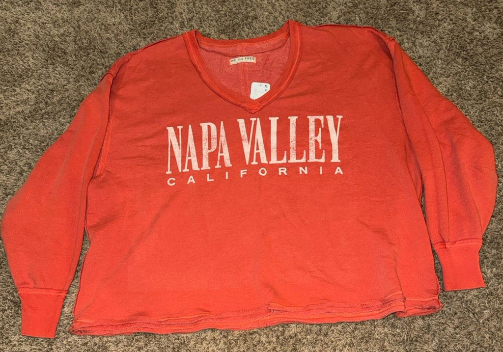 We the Free People Venice V Neck Graphic Sweatshirt Napa Valley Womens Size S