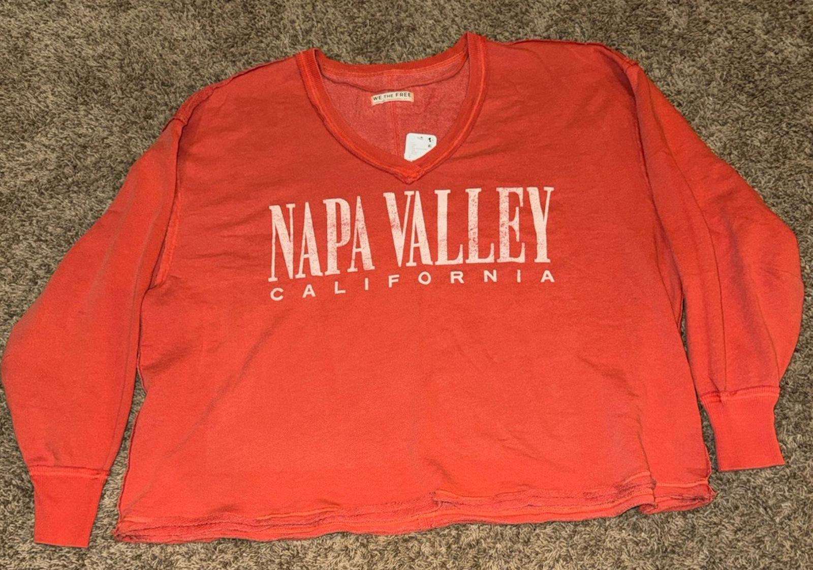 We the Free People Venice V Neck Graphic Sweatshirt Napa Valley Womens Size S