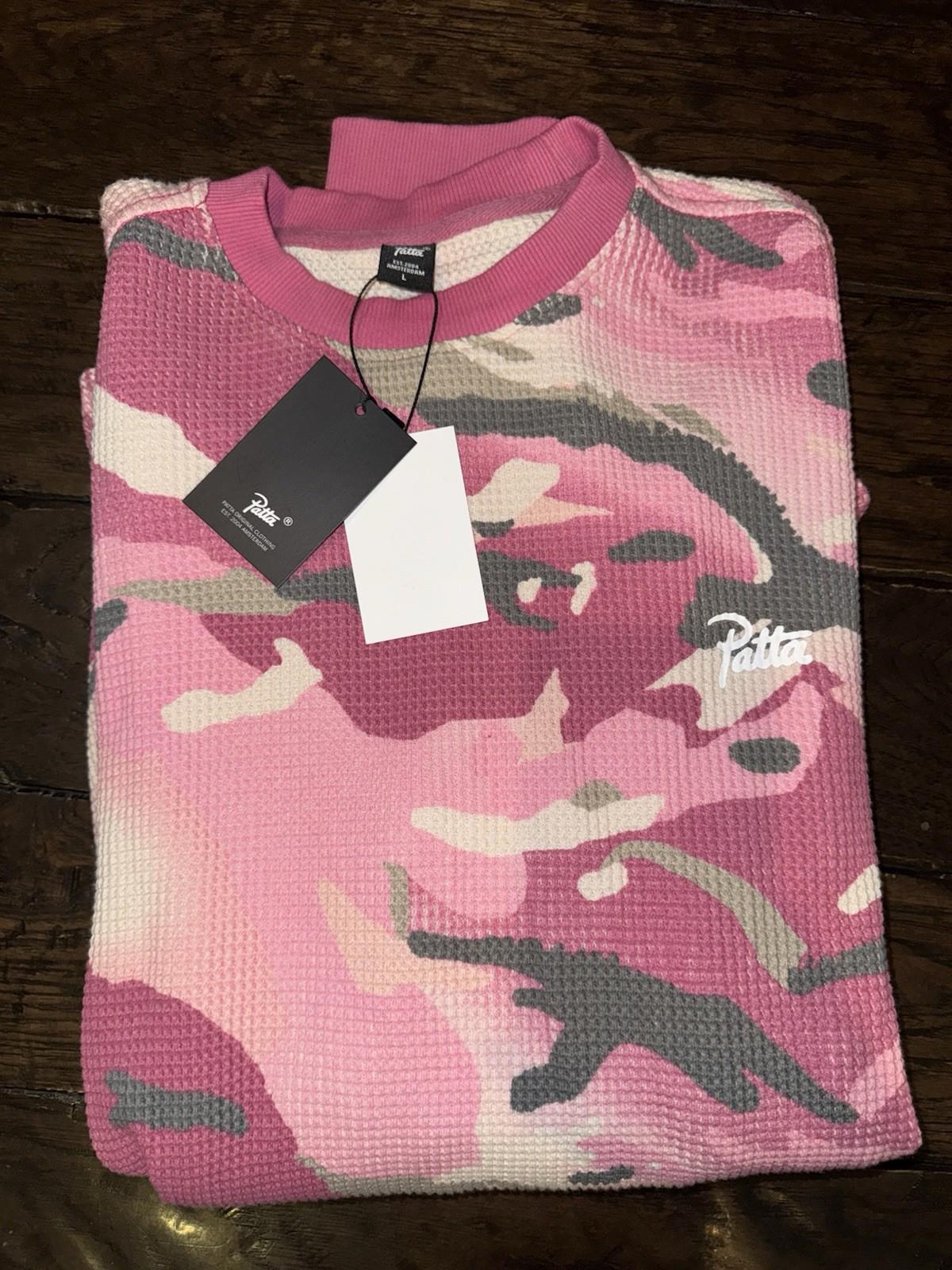 NEW! Patta Pink Camo Waffle Longsleeve T-shirt Men's Unisex Cotton Large NWT