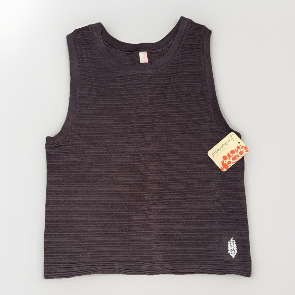NEW! Free People Women's Ribbed Tank Top Charcoal Brown M/L NWT