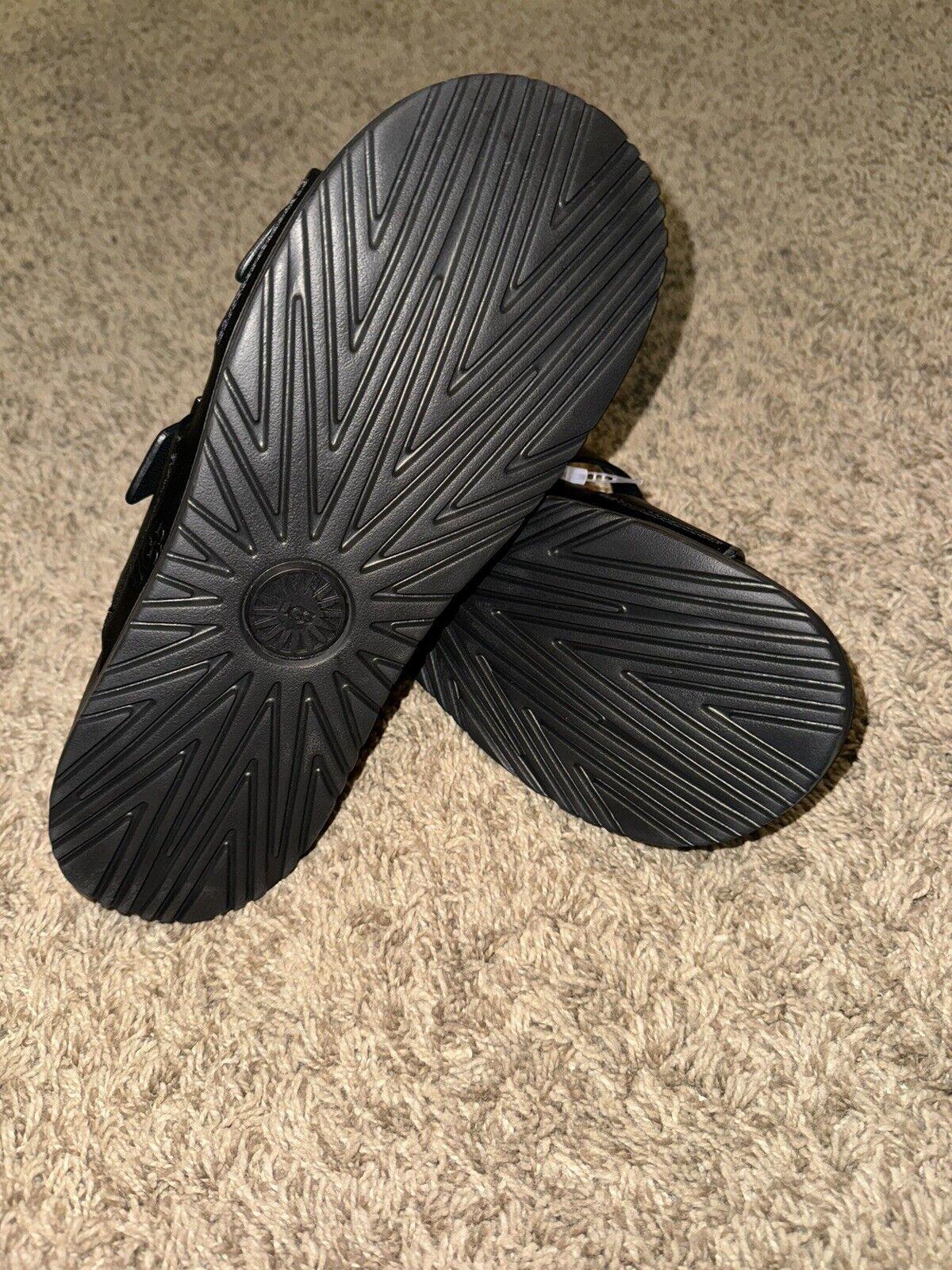 UGG Mens Wainscott Buckle Slide Black Leather 10 NEW!