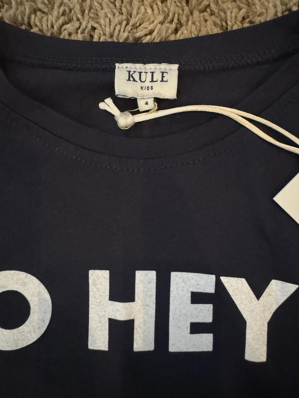 KULE Kids The Riley Long Sleeve Tee Boy Girl Size 8 Navy O Hey T-shirt NEW!
