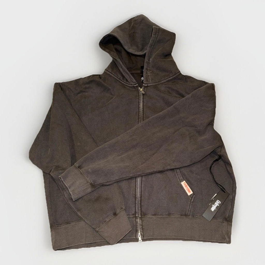 CIVIL REGIME CONCRETE SIN ZIP UP HOODIE IN SUN WASH BLACK (XXL)
