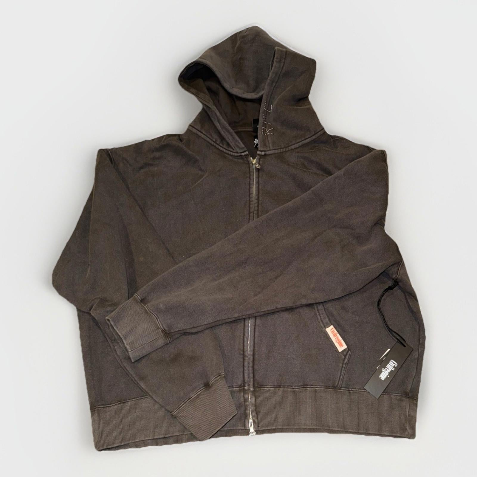 CIVIL REGIME CONCRETE SIN ZIP UP HOODIE IN SUN WASH BLACK (XXL)