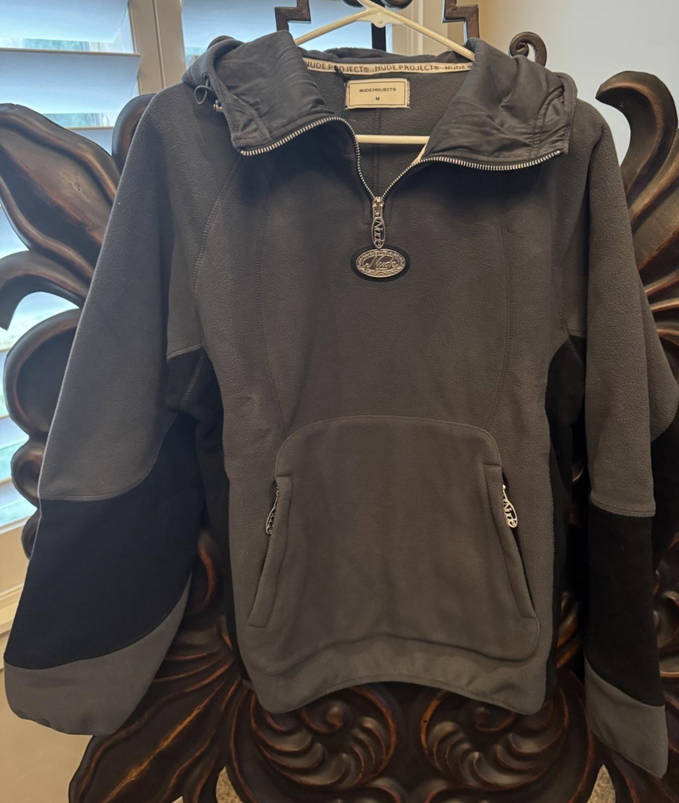 NEW RARE The Nude Project Gray Black Hearts Hoodie Adult MED Designer NWT
