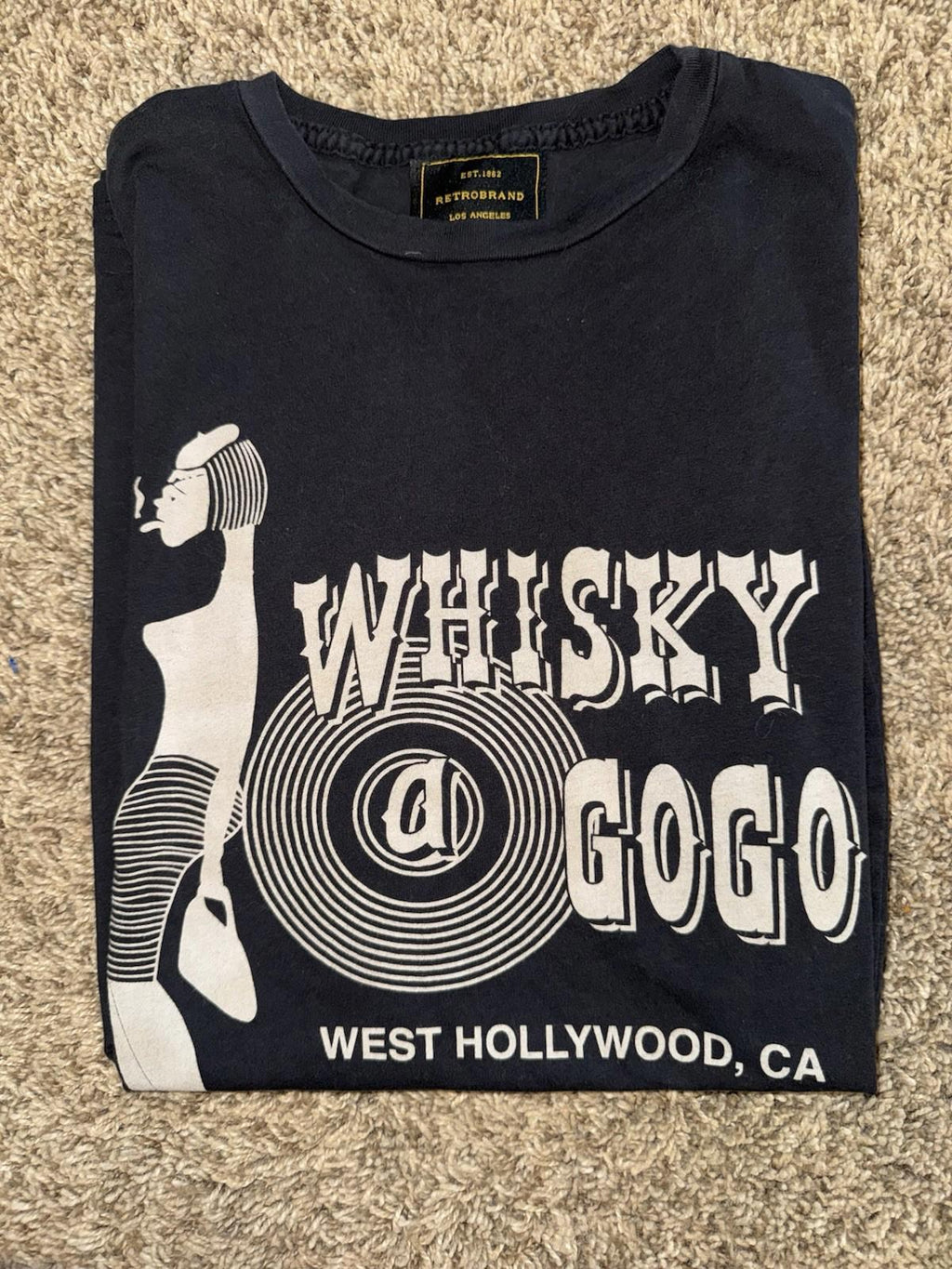 RETROBRAND Whiskey A Go Go Black Tee Medium NWOT