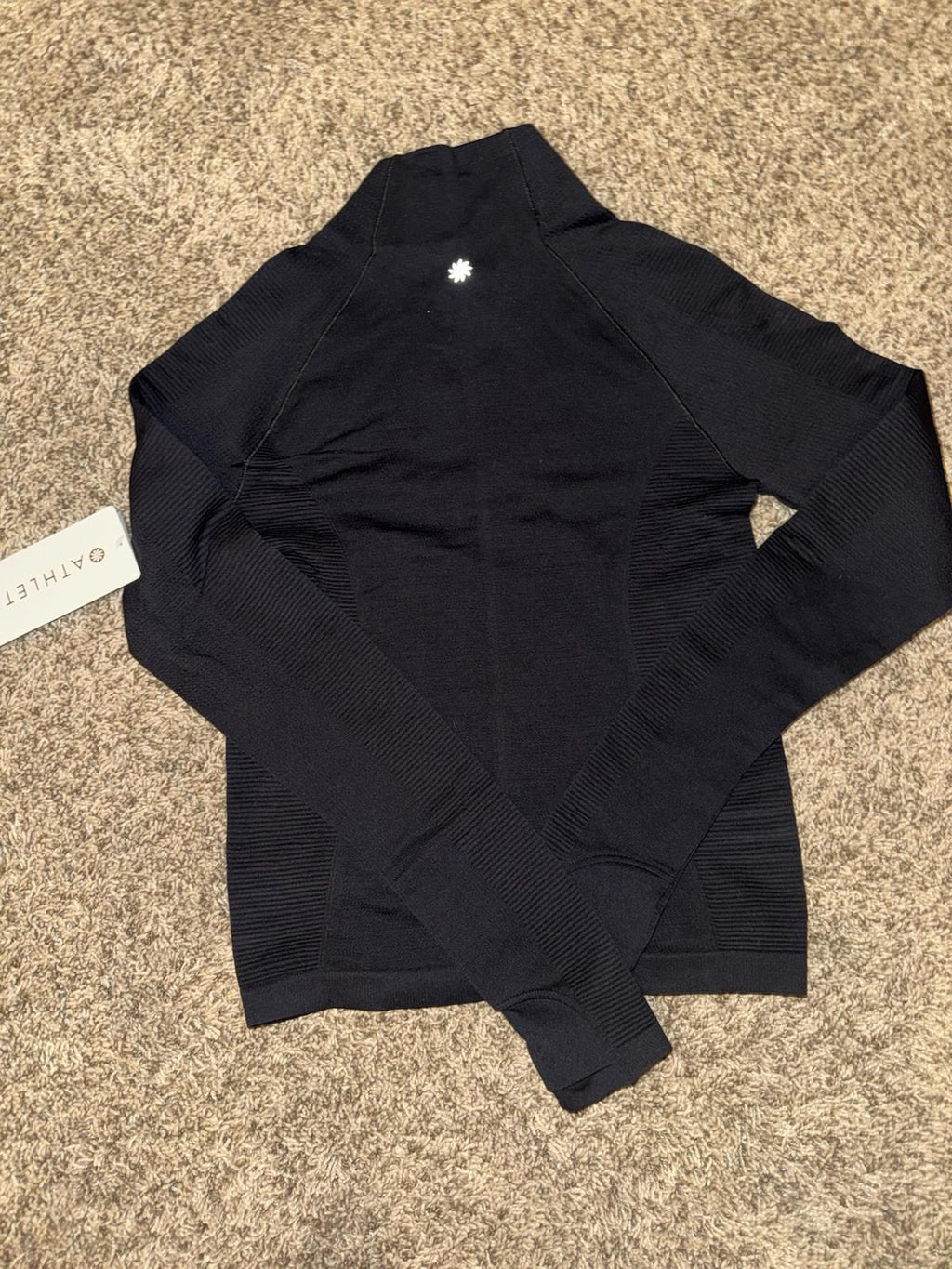 NWT Athleta Flurry 1/2 Half Zip Mock Neck Long Sleeve XXS Black
