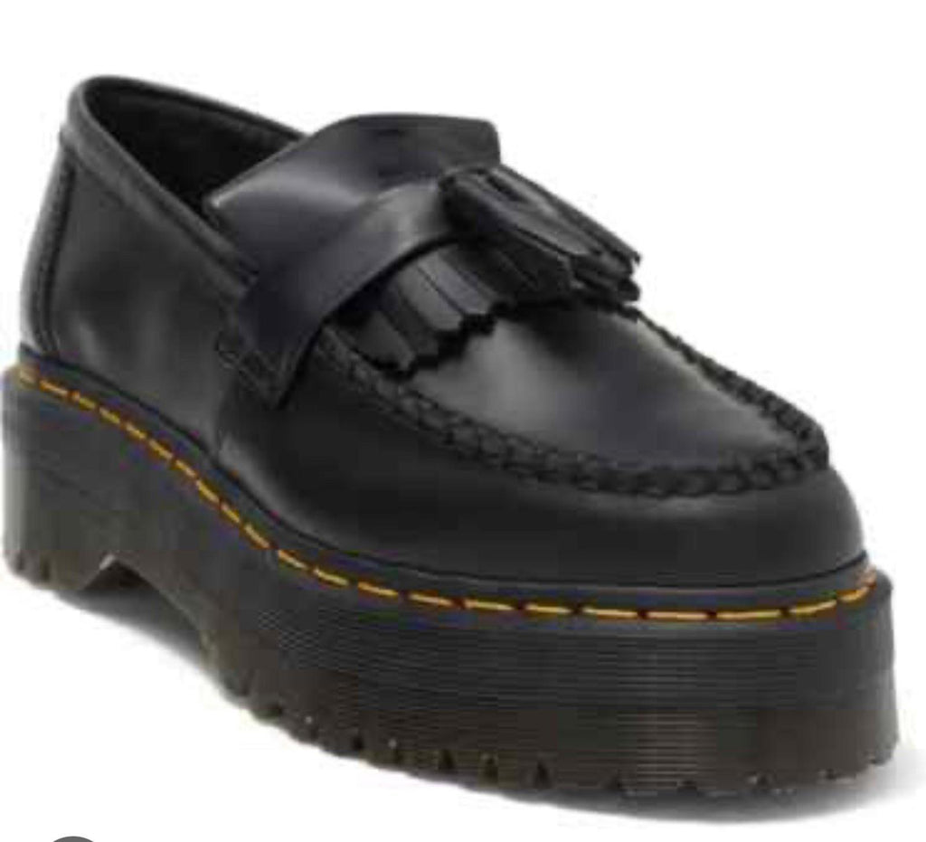 Dr. Martens Adrian Quad Tassel Loafers Black Leather Shoes Size 9W, 8M, 7 UK 41