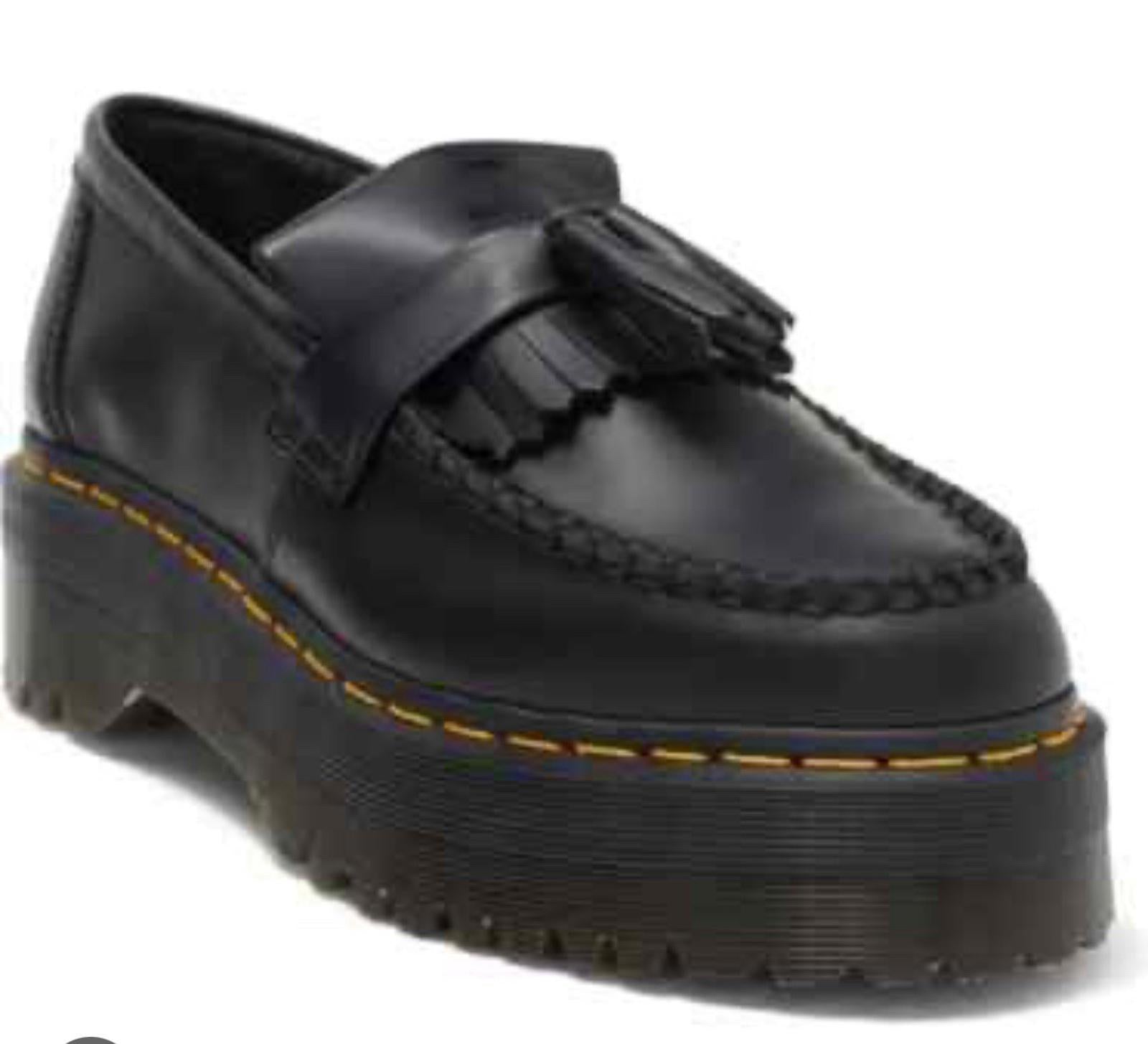 Dr. Martens Adrian Quad Tassel Loafers Black Leather Shoes Size 9W, 8M, 7 UK 41