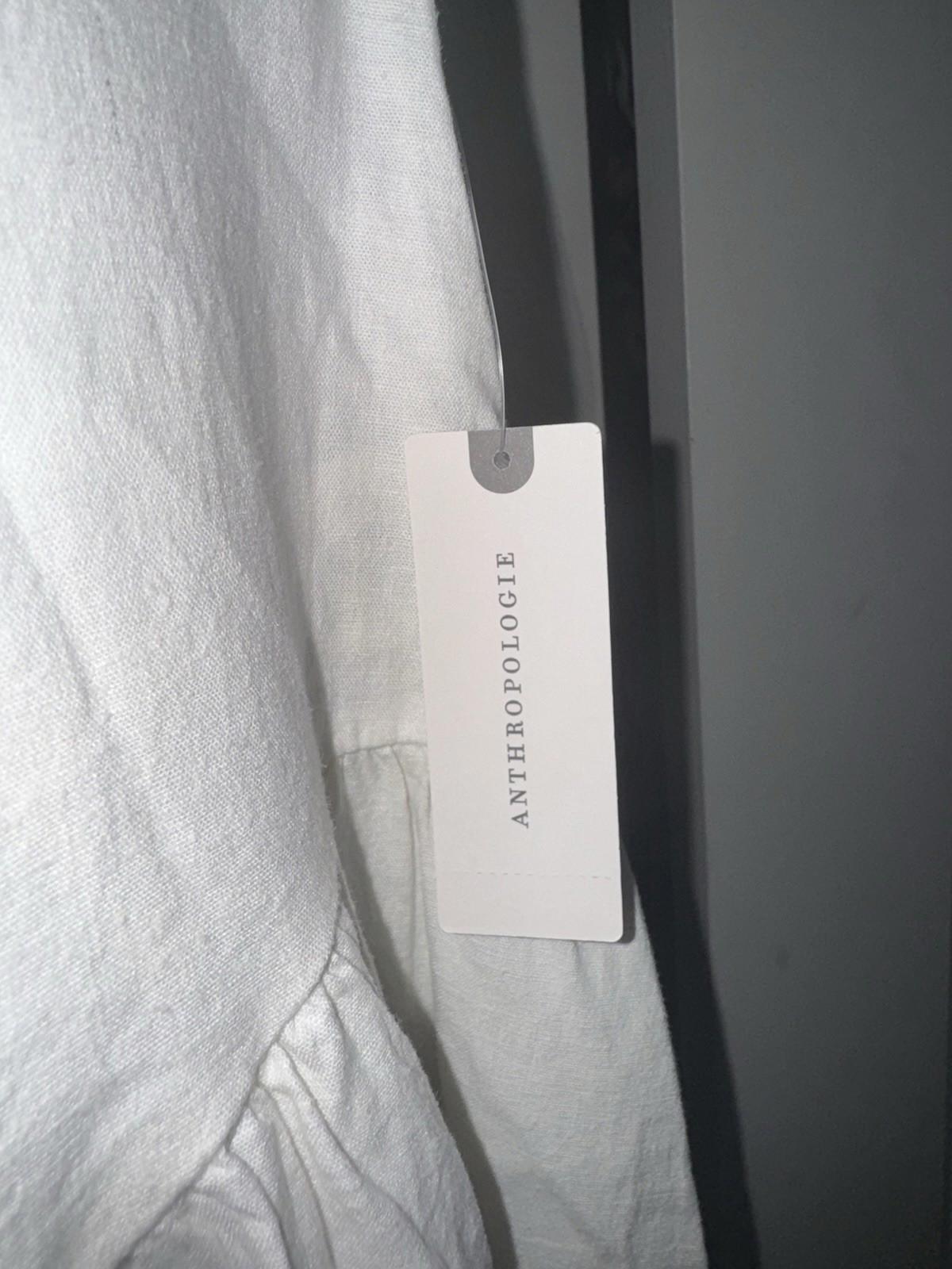 NEW Anthropologie Pants Womens White Wide Leg Linen Blend Pleated NWT Size 4