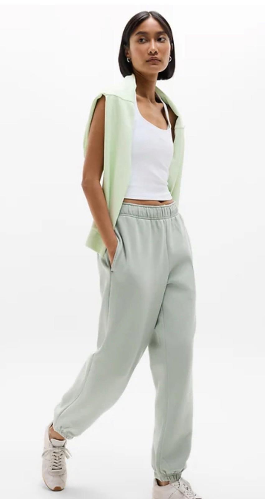 NEW Athleta LG Forever Fleece Jogger Green Sweatpants Oversized NWT
