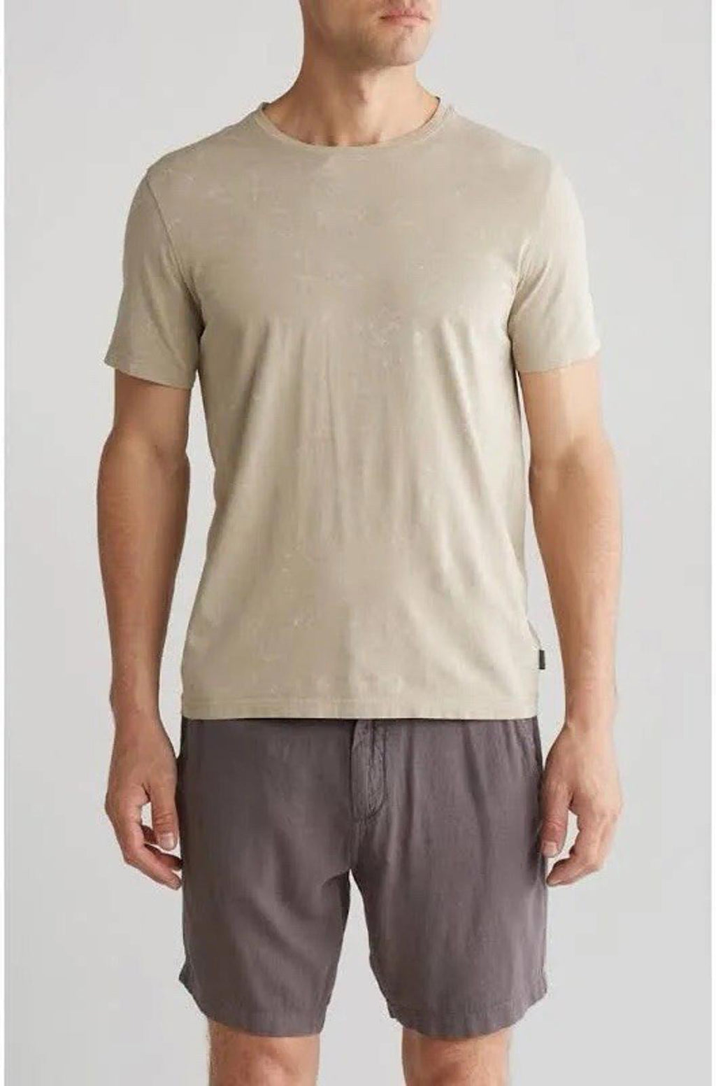 John Varvatos Men's Tan Enzo Marble Wash Crew-Neck Short Sleeve T-Shirt LG