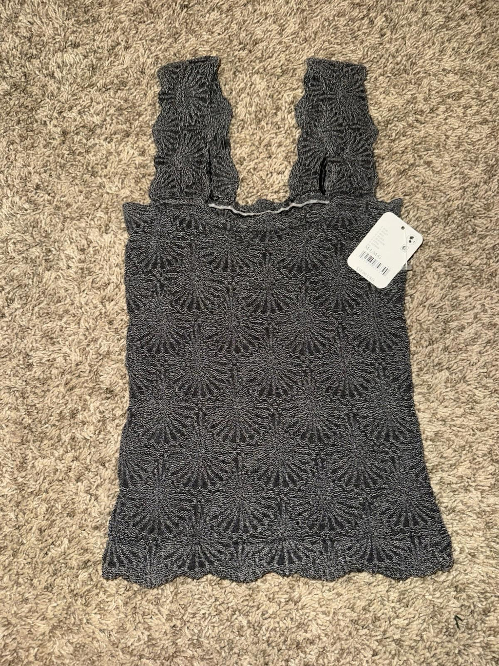 NEW! FREE PEOPLE Stretch Fit Love Letter Cami Women's Sz M-L Black NWT