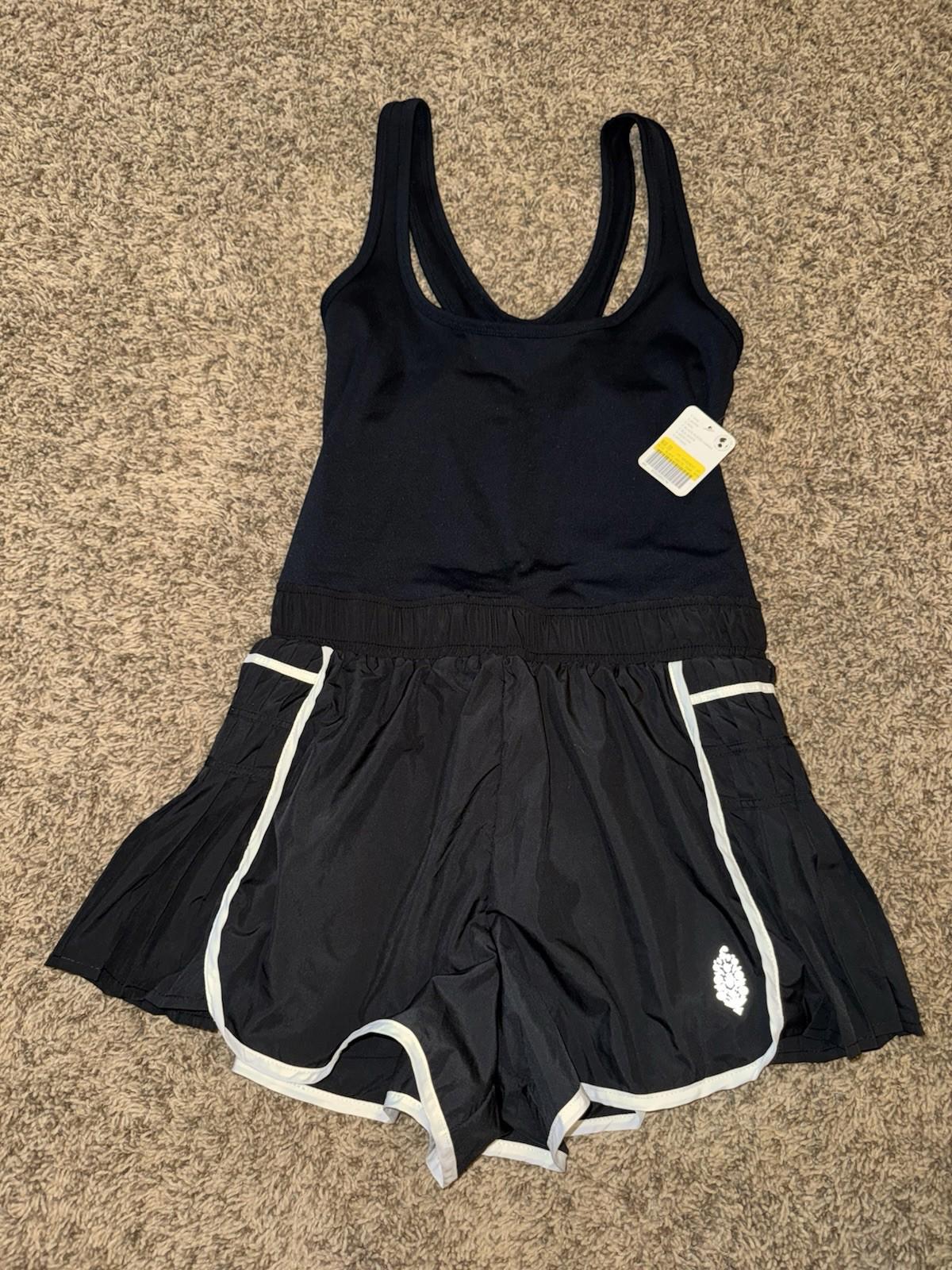 FP Movement By Free People Easy Tiger Shortsie Romper In Black Sz XS NEW