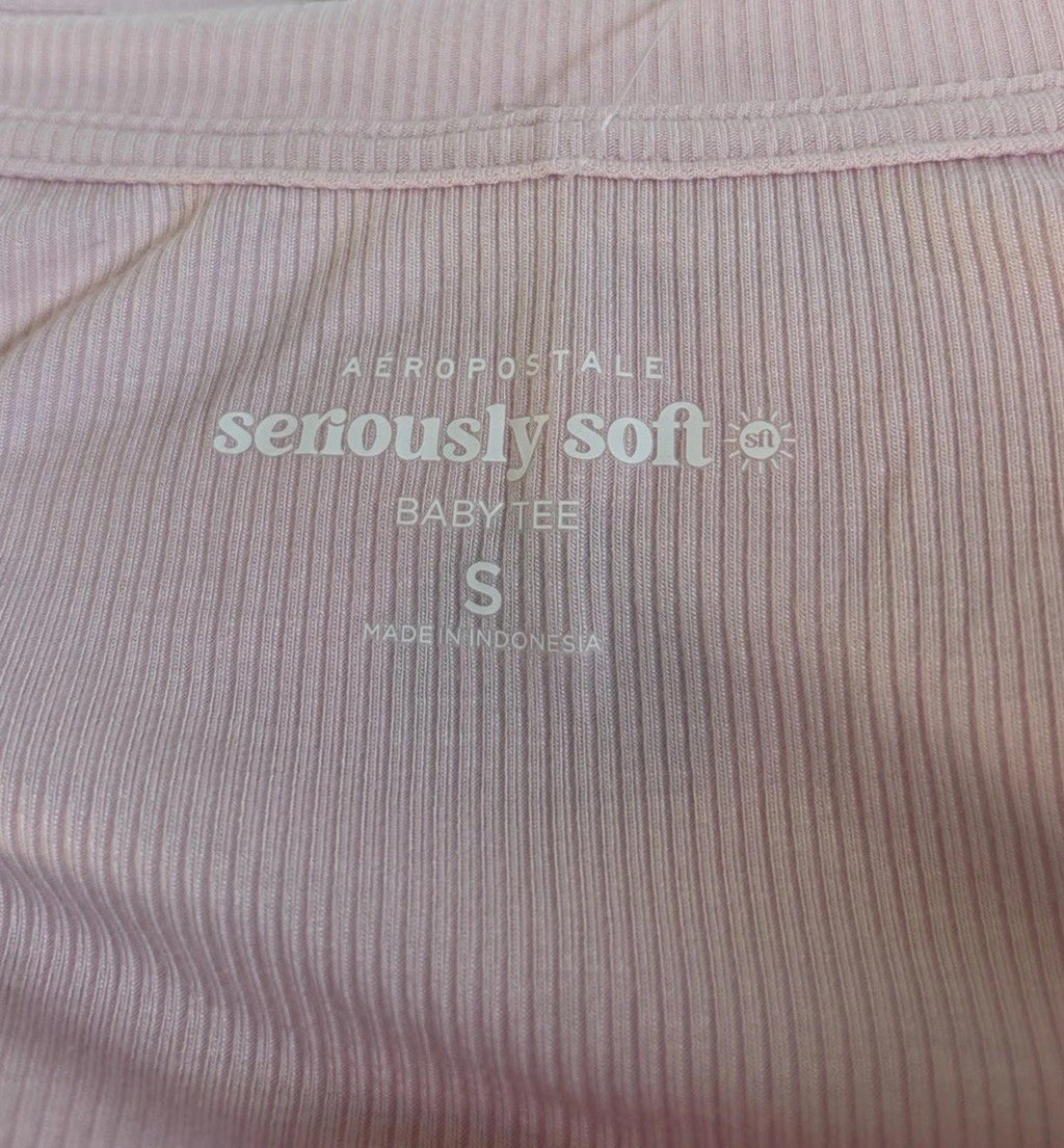 NEW Aeropostale Seriously Soft Baby Tee Pink Ribbed Top Size Small