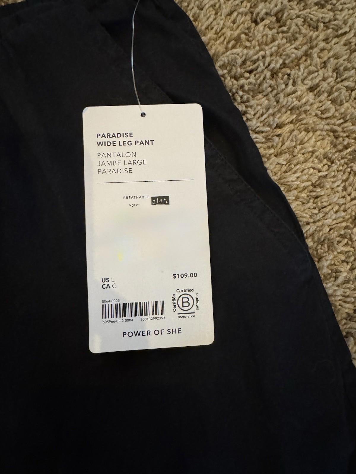 Athleta - Paradise Wide Leg Pant - New LARGE BLACK