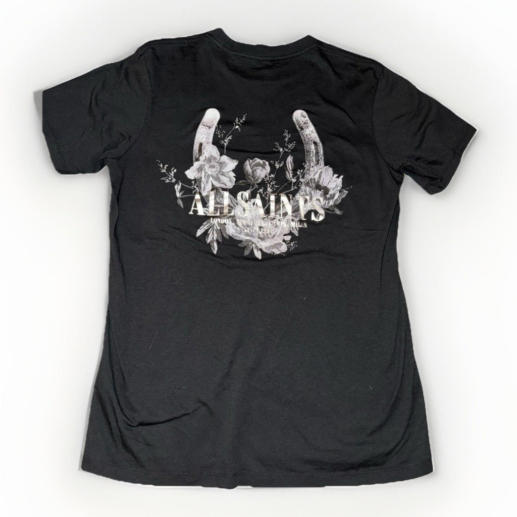 NEW! ALLSAINTS Fortuna Oversized Boyfriend Women’s T-Shirt SMALL Black NWT