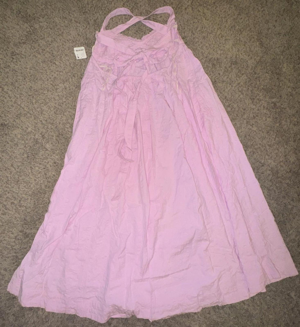 FREE PEOPLE Free-Est Poppy Maxi Dress Pink Strappy Garden Party Sz L {J30}