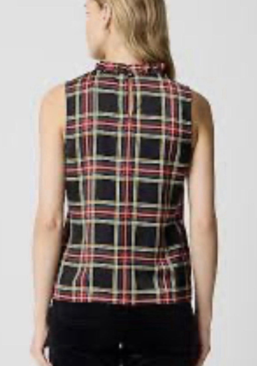 NEW! J.Crew Factory Sleeveless Ruffleneck Top in Stewart Tartan SMALL NWT