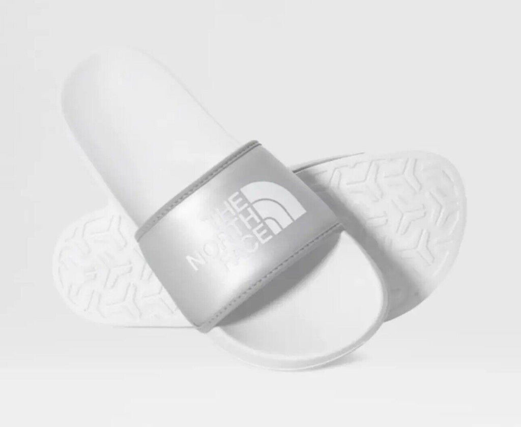 NORTH FACE WOMENS METALLIC SILVER BASE CAMP SLIDES NEW 10