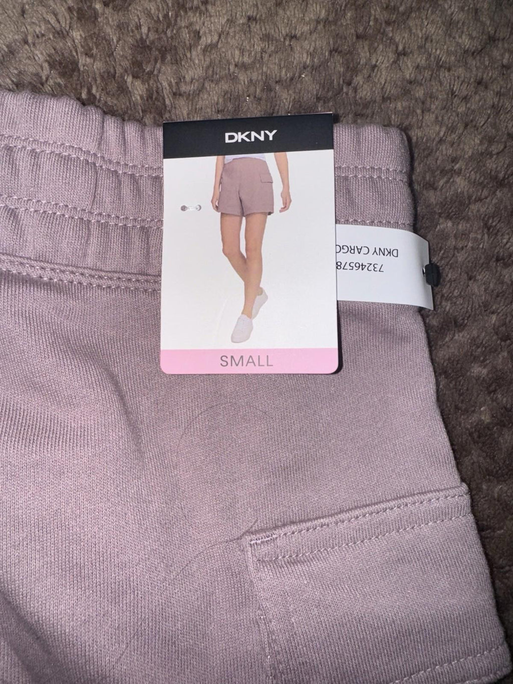 NEW! DKNY Women's French Terry Classic Fit Ultra-Soft Cargo Short Small. Purple