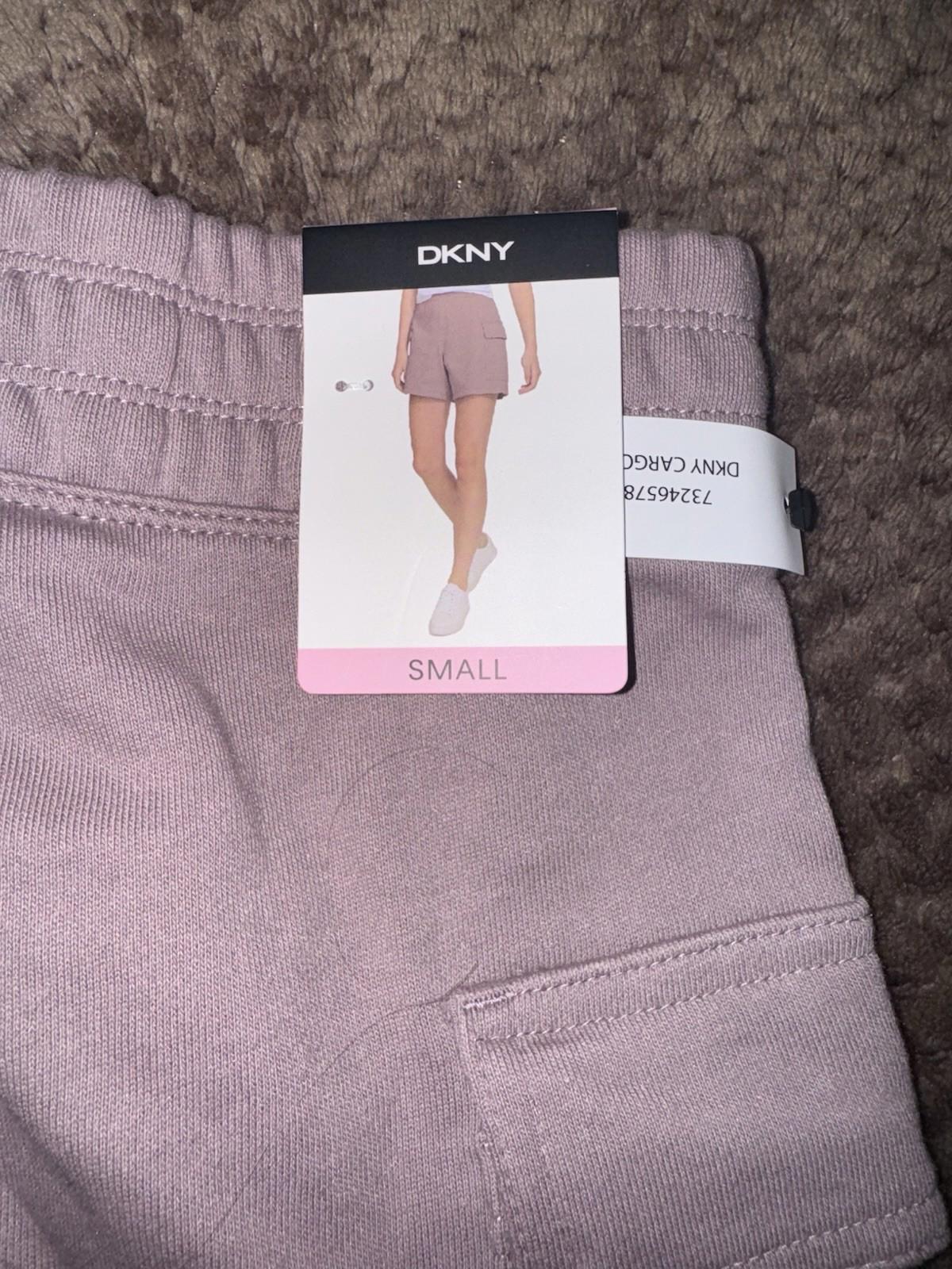 NEW! DKNY Women's French Terry Classic Fit Ultra-Soft Cargo Short Small. Purple