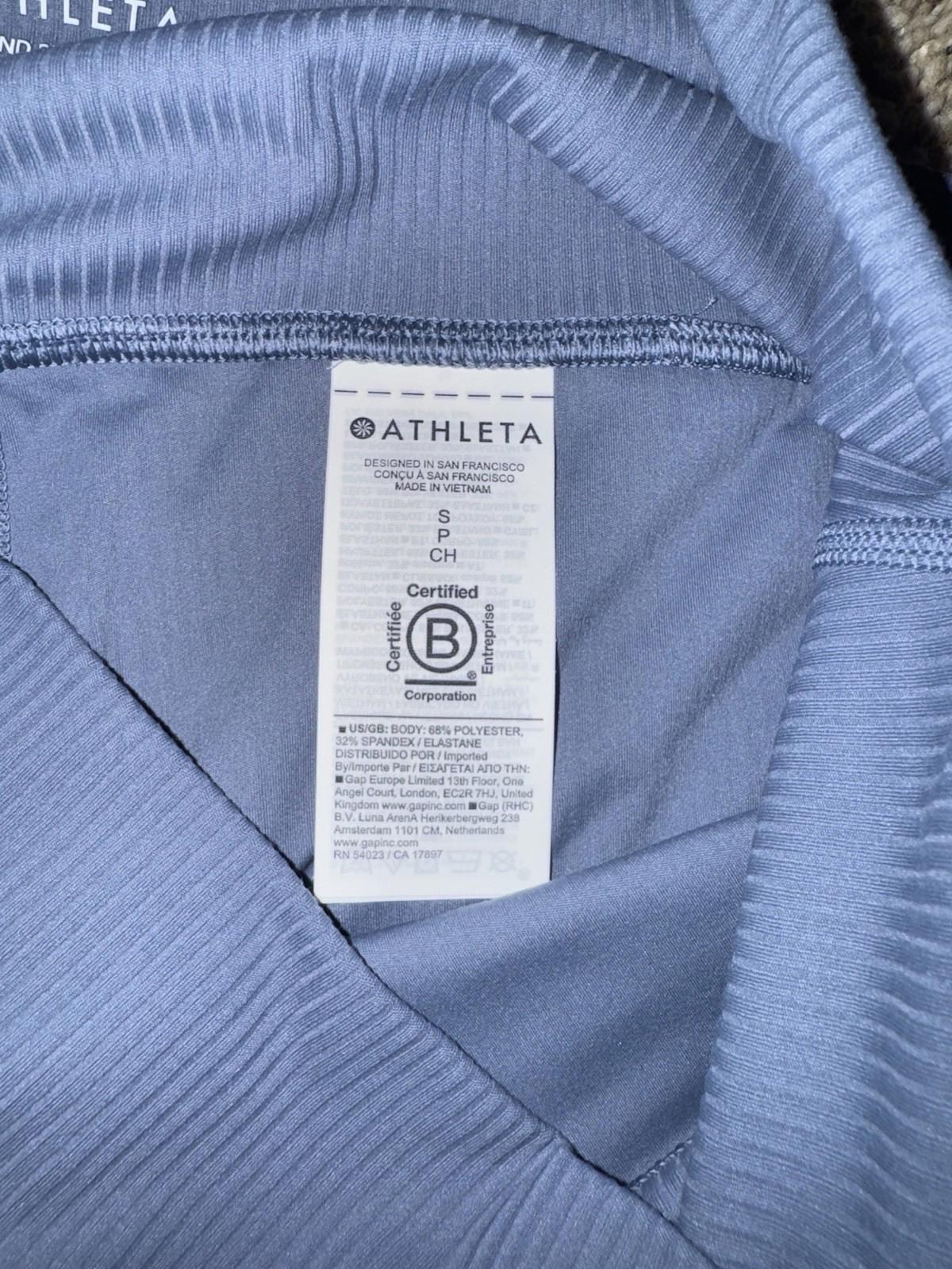 NEW! Athleta Elation Rib Tight Yoga Legging Shadow Blue High Rise Small