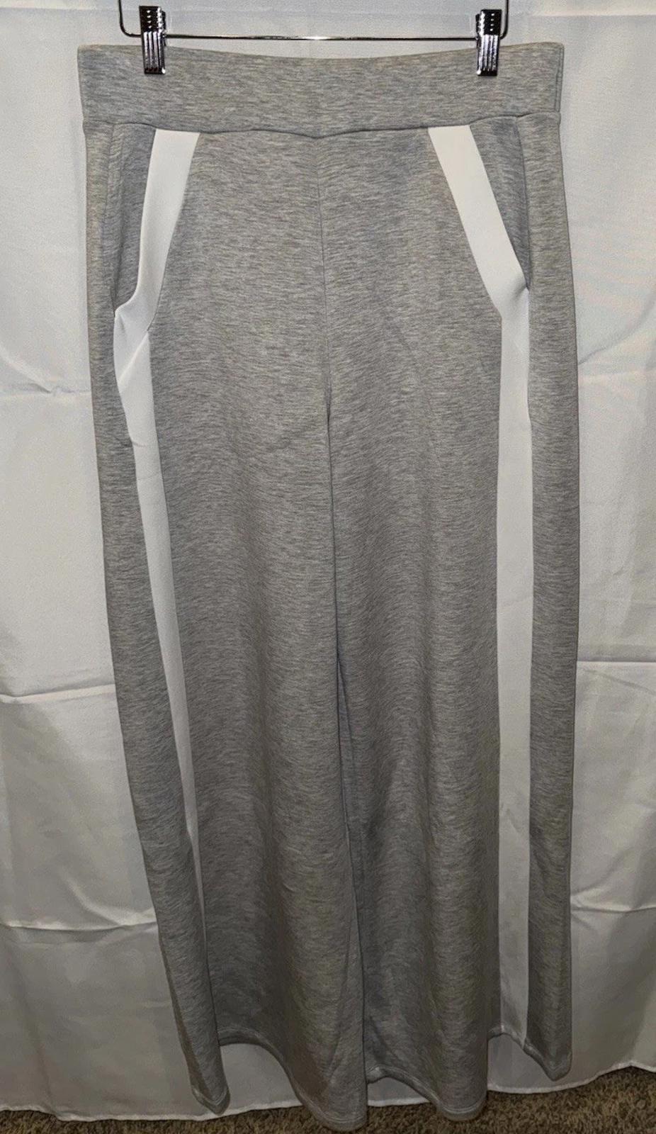 Spanx Womens Track Pants AirEssentials Striped Wide Leg Gray Size LG NEW