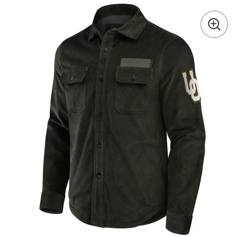 2XL Darius Rucker Collection by Fanatics Olive Oregon Ducks Corduroy Shacket NEW