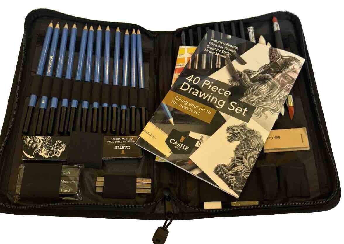 Castle Art Supplies Graphite Drawing Pencils and Sketch Set (40-Piece Kit) NIB!
