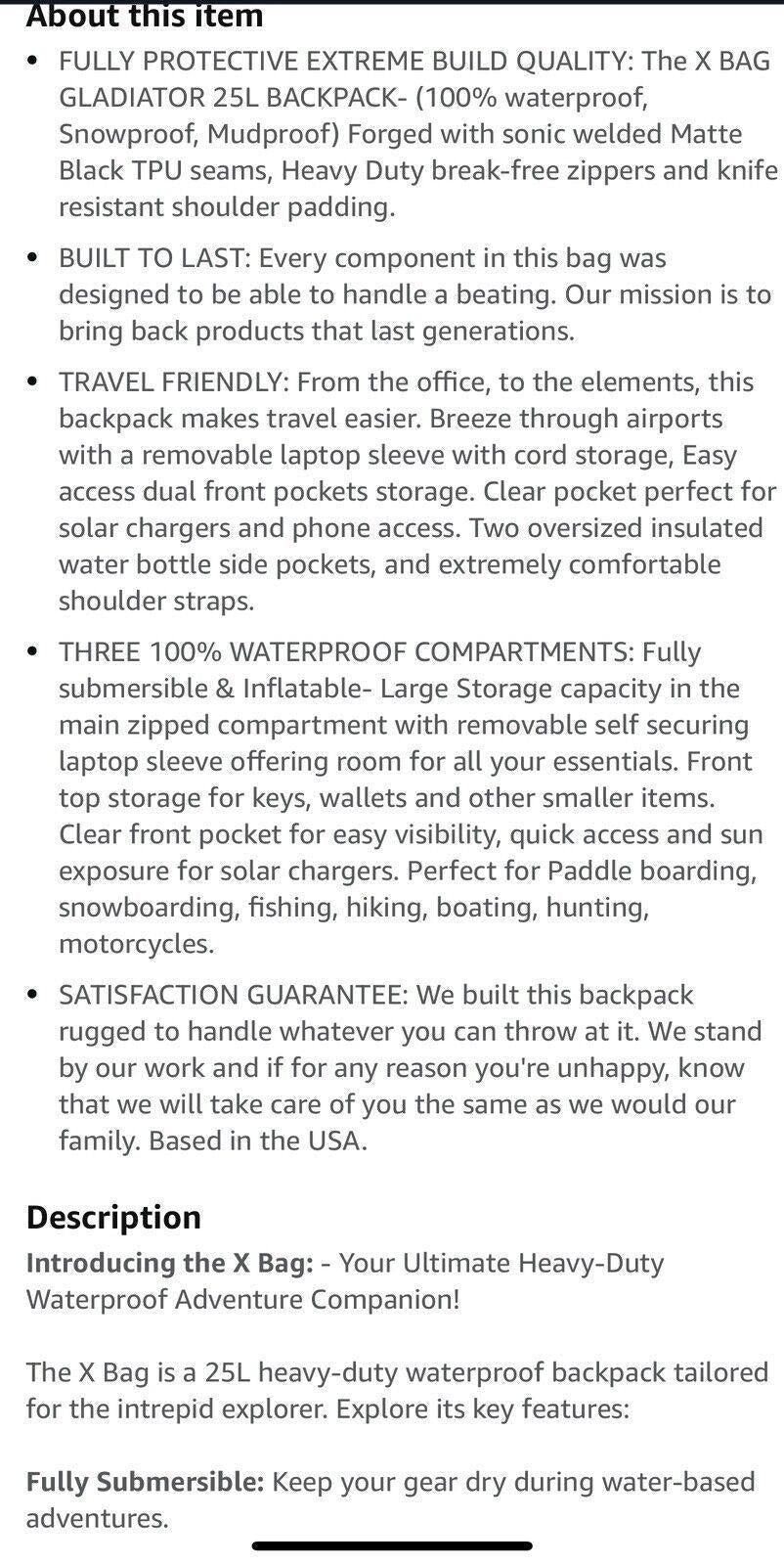 The X Bag Waterproof Backpack NEW! Fully submersible Bag