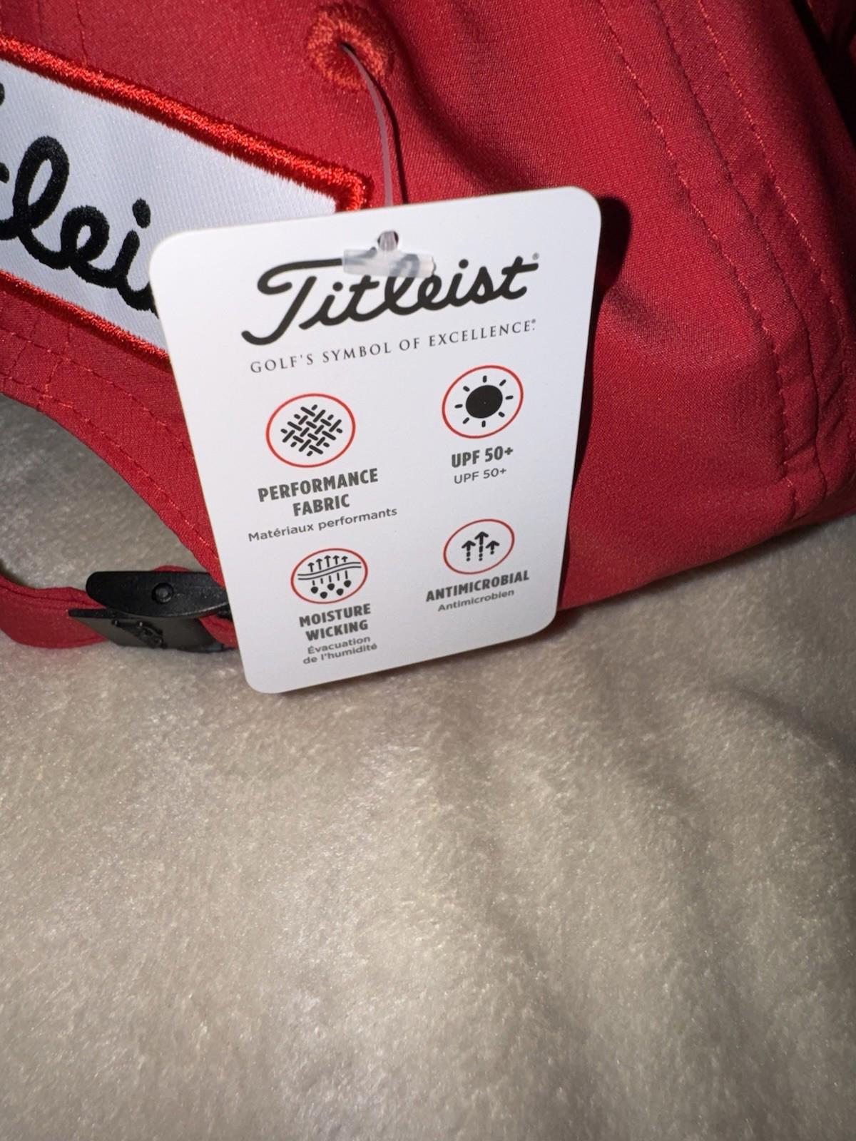 Titleist Golf Tour Performance FJ Pro V1 Adjustable Red Hat Cap White Embroidery