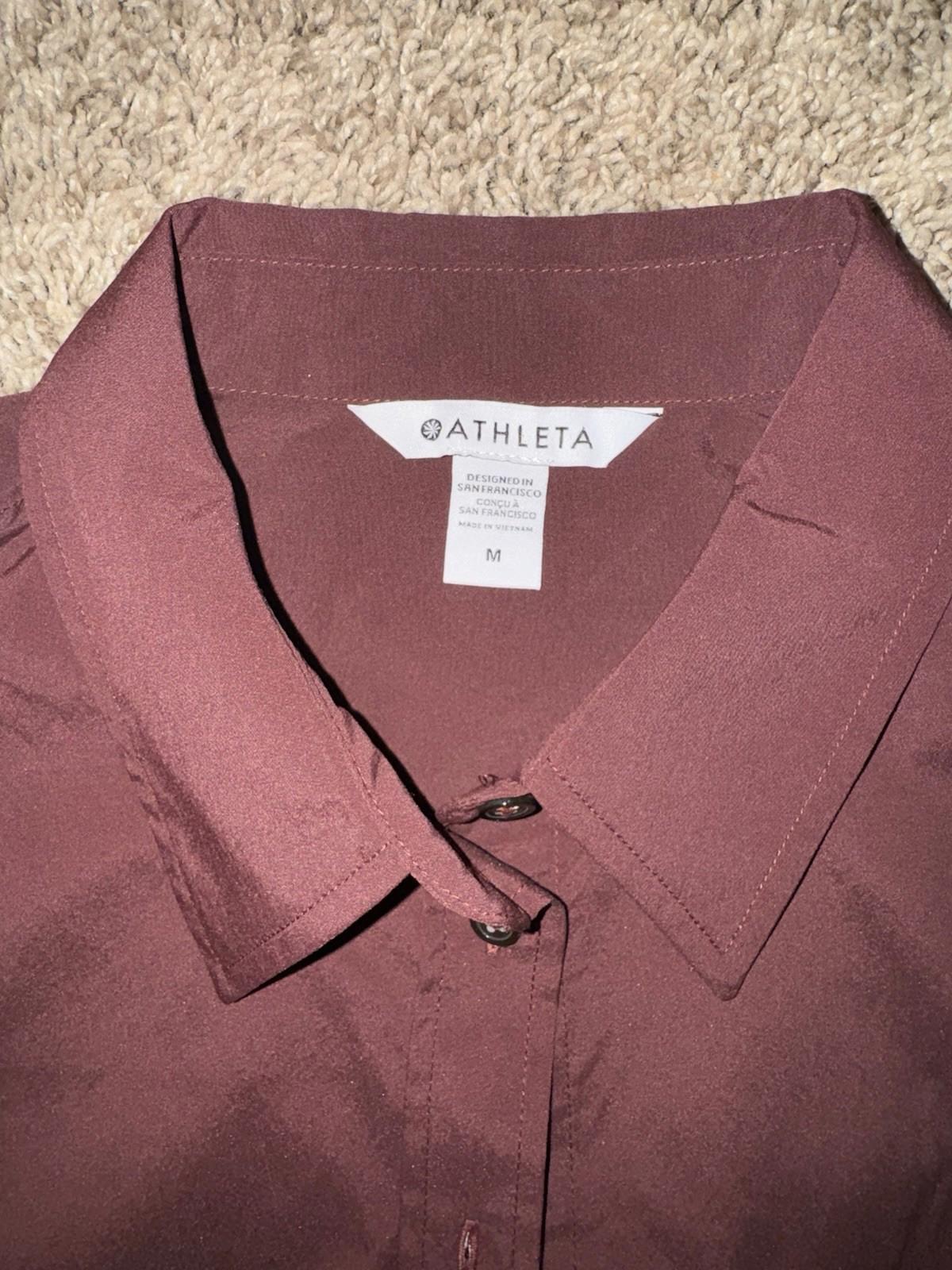 Athleta Medium Midday Relaxed Shirt Garnet NEW! #414480